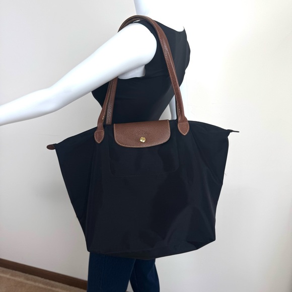 Longchamp Large Le Pliage Original Nylon Tote Bag Black - Picture 1 of 16